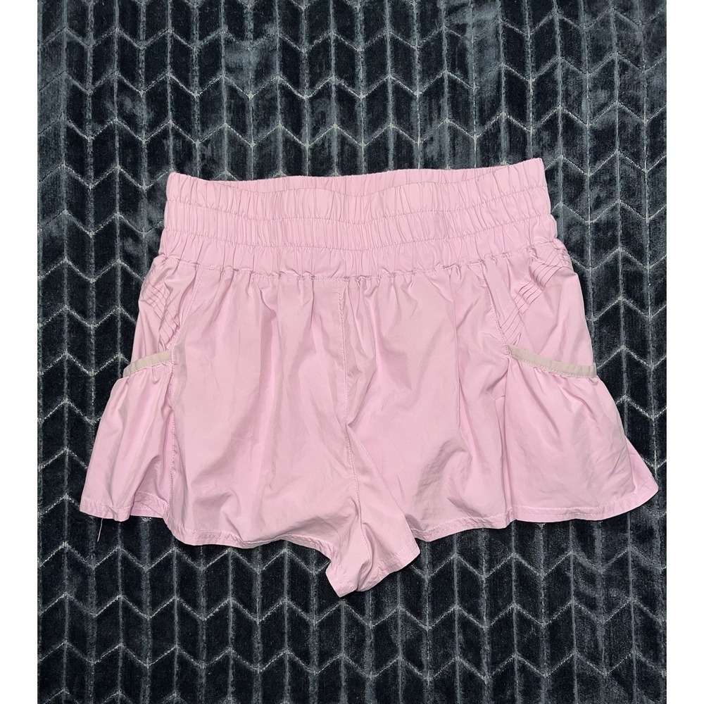 FP Movement Free People Get Your Flirt On Shorts Pink Ruffle Athletic Sz Small